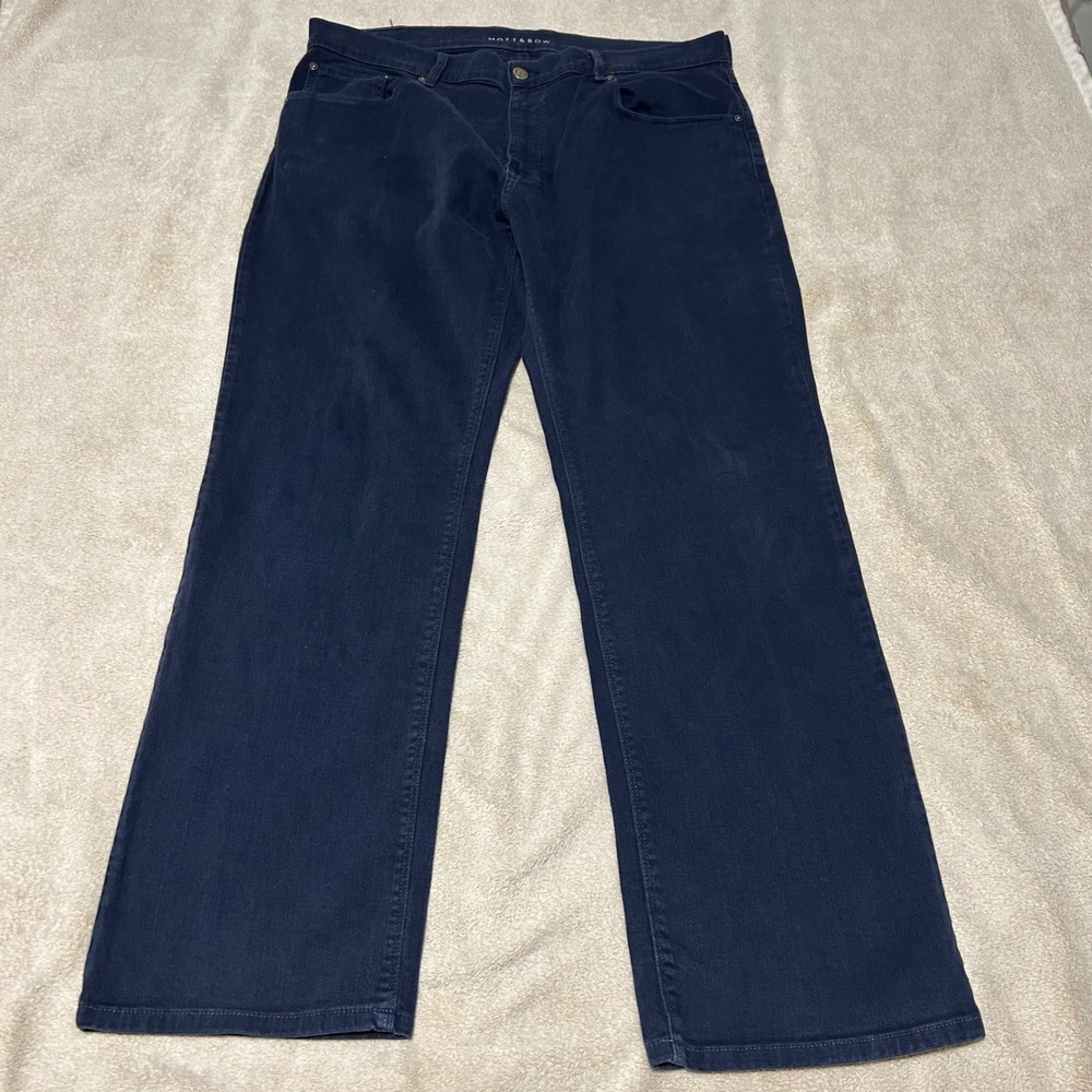 Mott & Bow Mercer Jeans Mens 38 32 Navy Blue Straight Leg Twill Pants